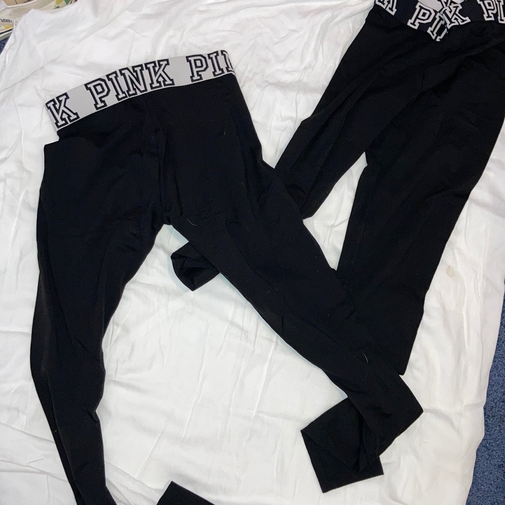 PINK yoga leggings. 2 pair! XS black full length